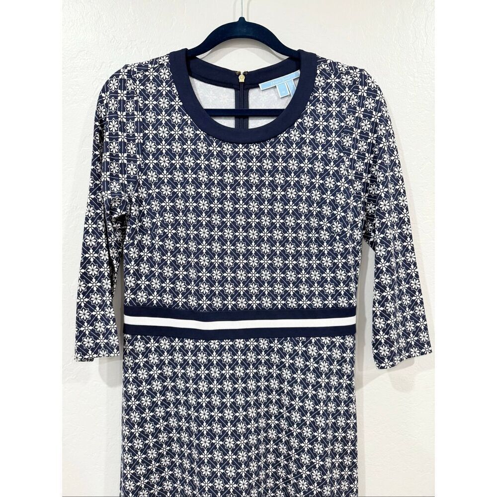 Draper James Honeycomb Floral Dress in Nassau Navy M - Picture 3 of 5